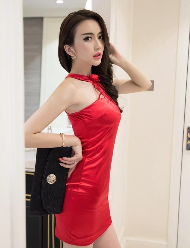 靓丽性感的红裙秀美女